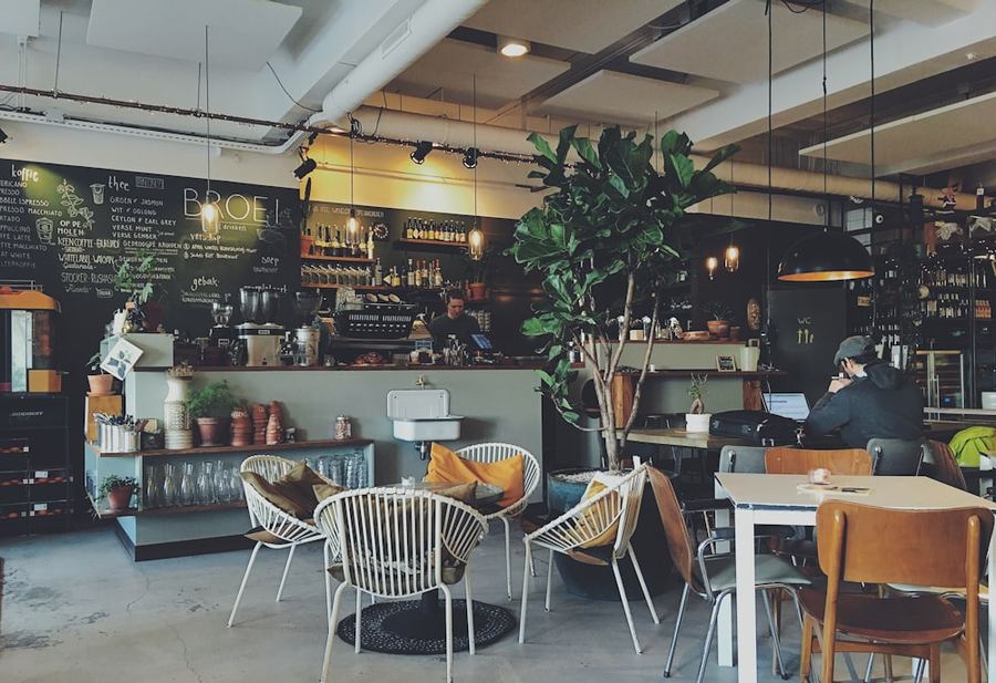 Busy specialty cafe interior