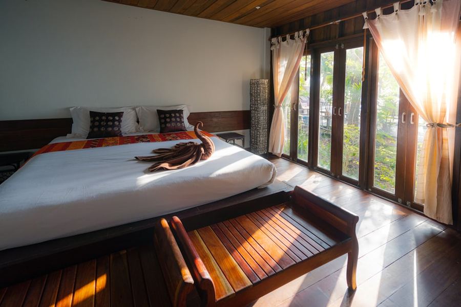 Hotel guest room prepared by housekeeping